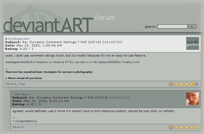 <b>dynamicRATING</b> makes comment ratings dynamic. Screenshot of dynamicRATING